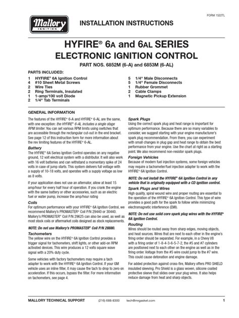 mallory hyfire ignition instructions